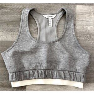 SPANX Racerback Wireless Sports Bra Heather Gray White Pullover Yoga Small